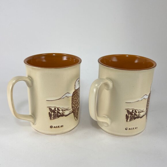 Vtg Alaska Ace Ceramic Stoneware Beige Coffee Mug Cup Souvenir Eagle Japan 80s - Picture 4 of 15